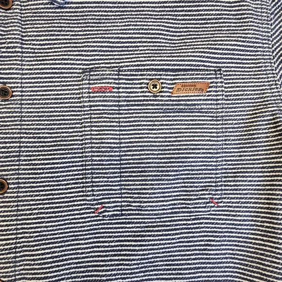 Dickies Mens Long Sleeve Button Up Shirt Blue White Stripe Workwear Size 3XL - Picture 4 of 8